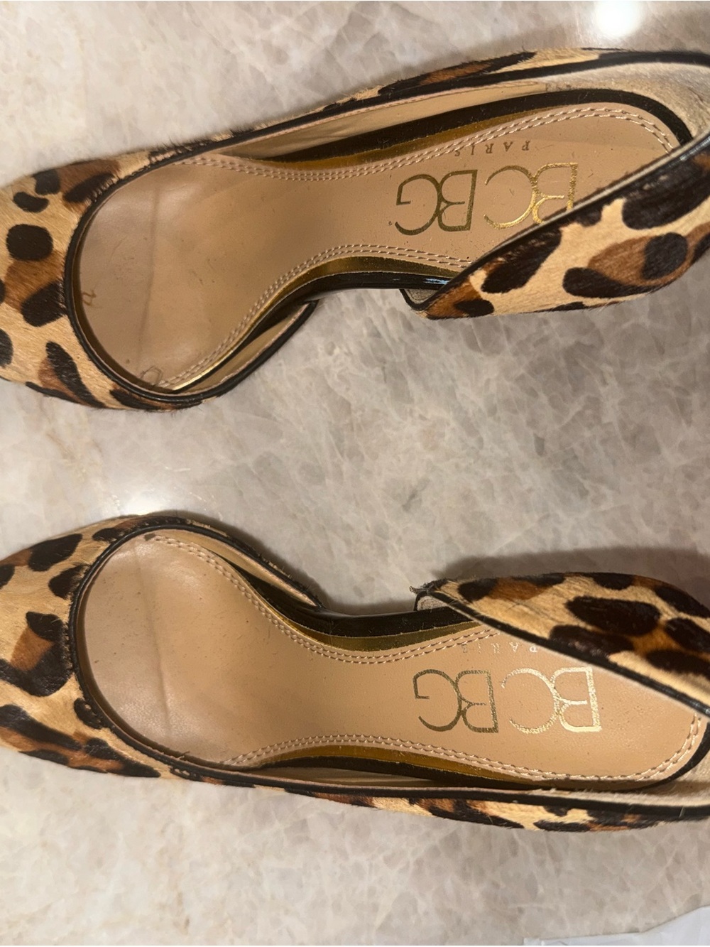 BCBG Paris Leopard Print Pointed Toe Heels